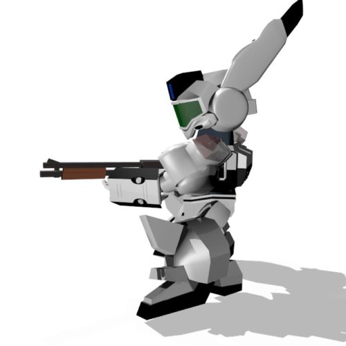 イングラム2号機、ライアットガン構え、側面